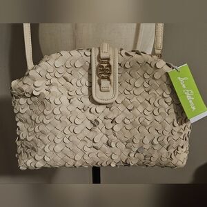 NWT Sam Edelman Bianka Woven Frame Clutch/Crossbody: Ivory/Gold